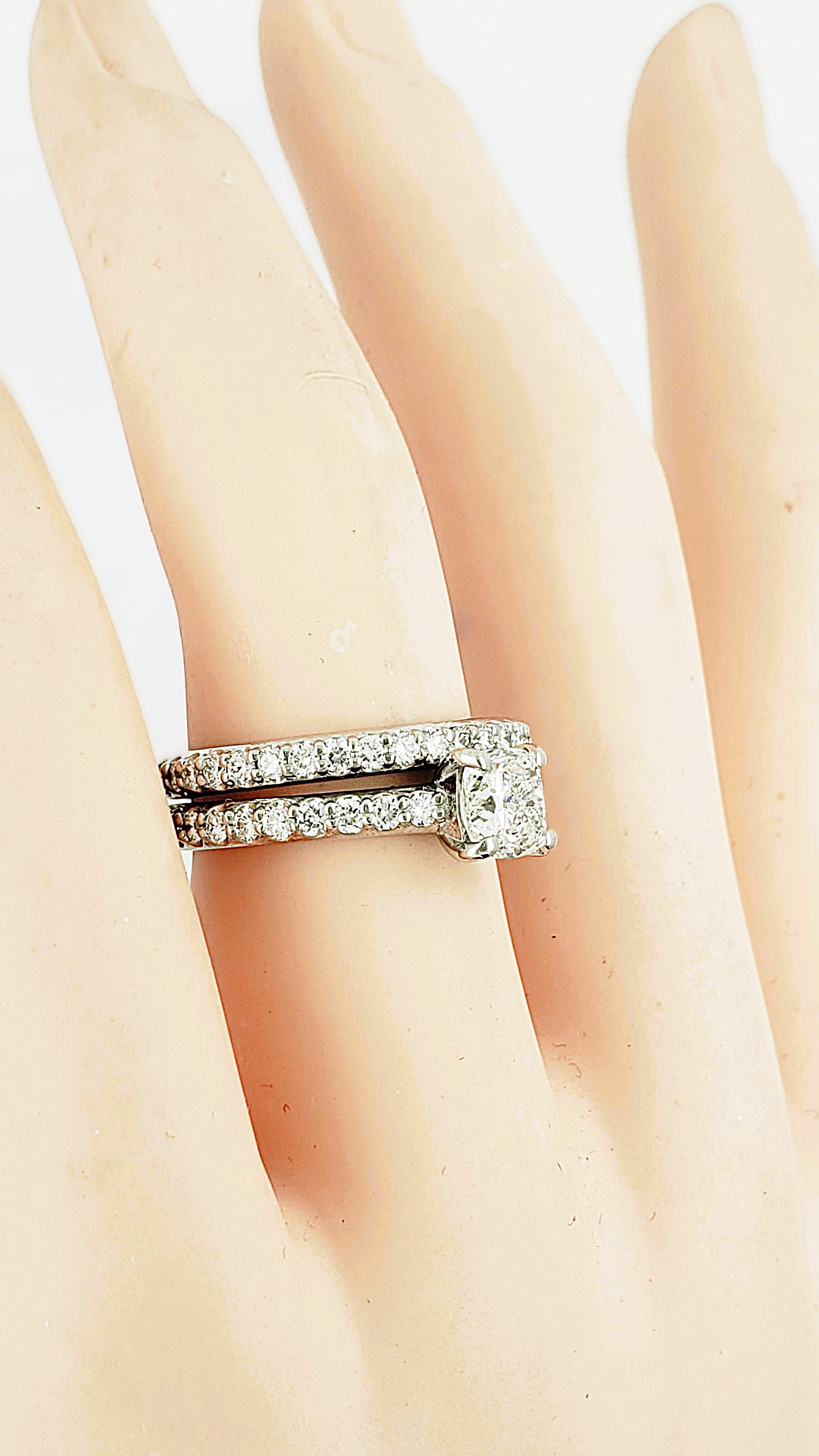 Cushion Shape Bridal Set with Round Side Diamonds